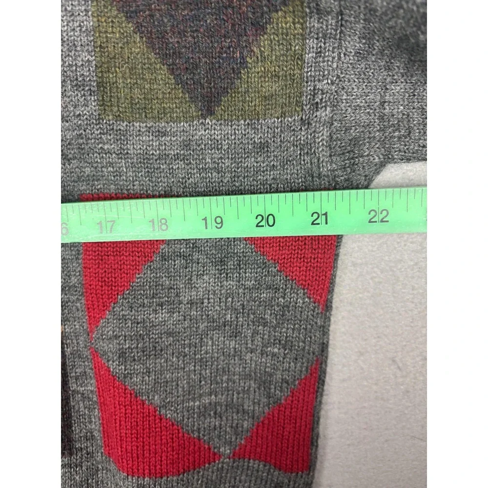 Vintage Morris & Porter Sweater Mens Medium Multicolor Argyle Wool Crewneck 80s